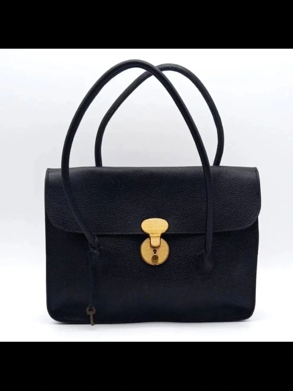 Mulberry Black Leather Satchel with Gold Hardware